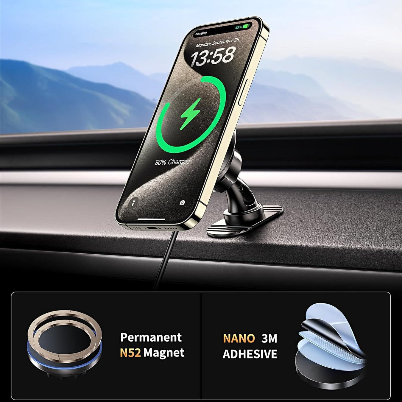 Cargador Inalámbrico Magnético para Coche 15W
