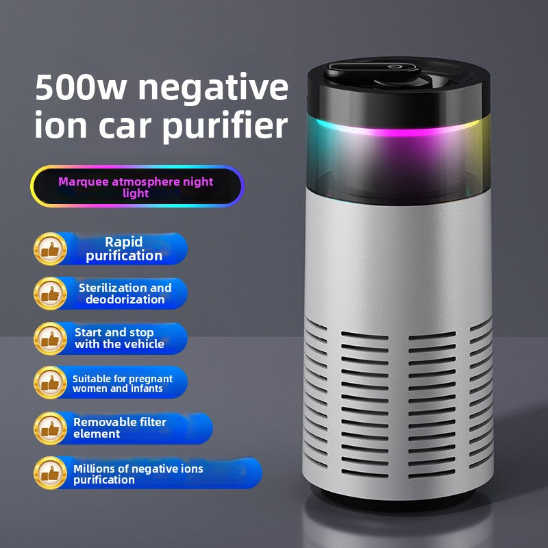 Purificador de Aire para Coche Recargable con Aromaterapia y Luz Ambiente