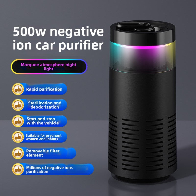 Purificador de Aire para Coche Recargable con Aromaterapia y Luz Ambiente