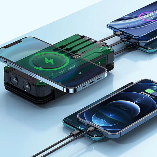 Batería Solar Portátil 20000mAh con Carga Inalámbrica